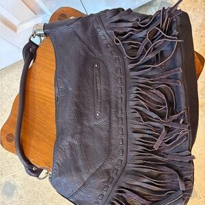 B. Makowsky Dark purple Fringe Shoulder Bag